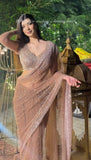 Golden Glitterati  , elegant Golden Sequins Saree for Women -SSS001GS