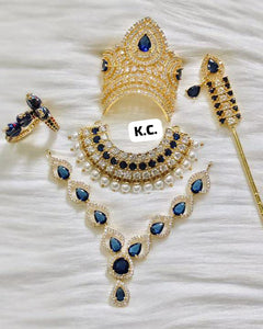 Radhanatha , elegant Gold Finish American Diamond Jewellery Set for Laddu Gopal -BRIJ001LGJPA