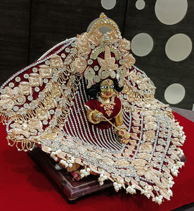 Madanamohana , Elegant Heavy Decorated Poshak with Mukut for Laddu Gopal -BRIJHP