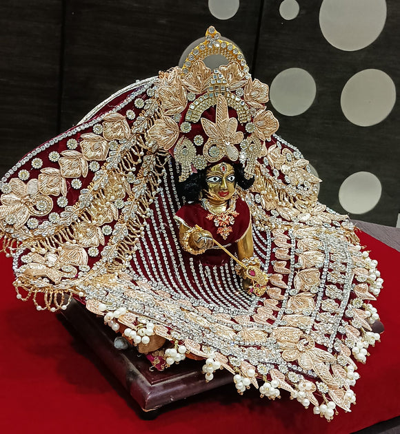 Madanamohana , Elegant Heavy Decorated Poshak with Mukut for Laddu Gopal -BRIJHP