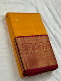 Malavika , Pongal Festival Special Yellow and Red Combination Pure Kanjeevaram Silk Saree for Women -SACHI001YR