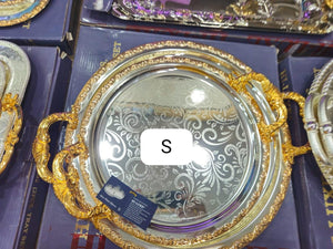 Set of 2 Golden Trays for Weddings and Special Occassions-DEEP001TS