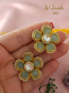 Aleena , elegant Kundan Flower Design earrings for women -SANDY001EG