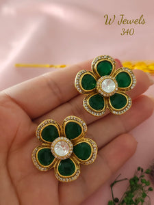 Bianca , elegant Kundan Flower Design earrings for women -SANDY001EDG