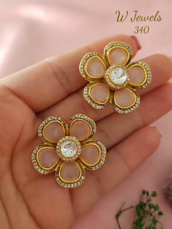 Clara , elegant Kundan Flower Design earrings for women -SANDY001EY