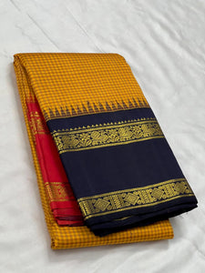 Madhumati , elegant Kanchipuram Silk Handloom Saree with 2 g pure Zari -SACHI001YBL