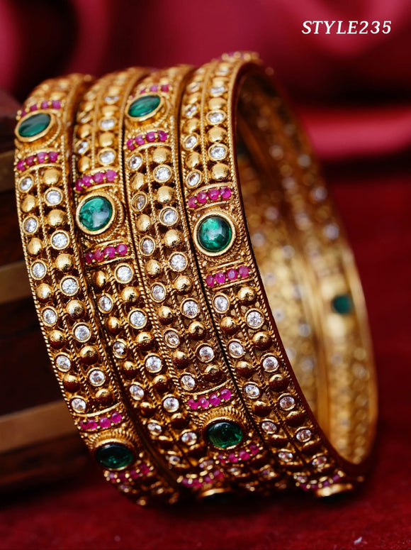 Manikarnika , elegant Matt Gold Finish Bangles Set for women -SHAKI001BS