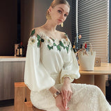 Clara , Designer Floral Top for Women -DP001WT