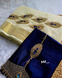 Mayuri , Onam Festival Special Kerala Cotton saree with heavy Handwork on chest Pallu & bp with work on both sleeves-SAHE001CS