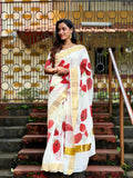 Dwara cotton printed saree for women Onam 2024 speical -SAHE001OP