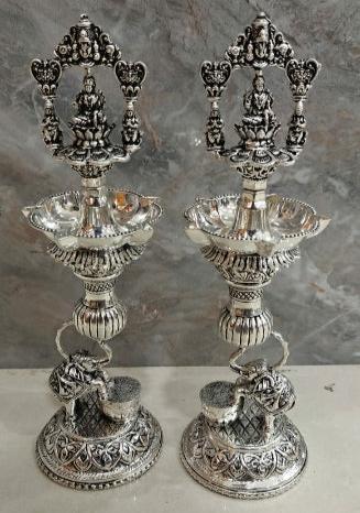 Manikarnika , Antique German silver washable special design Deepam with extra oil capacity -SN001LA