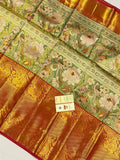 Mohini , Pure Handloom kanchipuram 6 D Allover parrots weaving unique bridal silk saree -SACH001PS