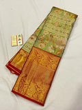 Mohini , Pure Handloom kanchipuram 6 D Allover parrots weaving unique bridal silk saree -SACH001PS