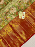 Mohini , Pure Handloom kanchipuram 6 D Allover parrots weaving unique bridal silk saree -SACH001PS