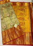 Mohini , Pure Handloom kanchipuram 6 D Allover parrots weaving unique bridal silk saree -SACH001PS