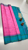 Manimeghala , Pure kanchipuram traditional silk handloom saree Silk thread butta Temple Korvai Border-SACHI001PS