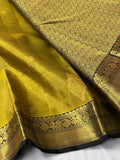 Rajashree , elegant Mustard Yellow and Black combination Kanjeevaram Silk Saree for Women -SACHI001YKS