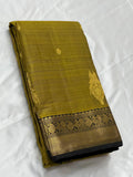 Rajashree , elegant Mustard Yellow and Black combination Kanjeevaram Silk Saree for Women -SACHI001YKS