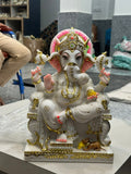 Jai Ganesh in Marble , Beautiful Marble Carved Statue of Lord Ganesha -NUPUR001JG