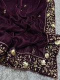 Wow Collections Velvet Designer Collection Saree for Women -RG001VS