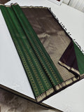 Sushmitha , Green and Black combination&nbsp; Pure kanchipuram silk saree handwoven with 2 g pure jari bridal saree collection-SACHI001GS