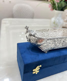 German silver exclusive hand engraved peacock platter with premium velvet box packing-LR001SS