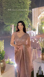 Golden Glitterati  , elegant Golden Sequins Saree for Women -SSS001GS