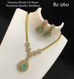 Rajani , elegant Gold Finish Pastel Green stone pendant necklace set for women -SHAKI001PGN