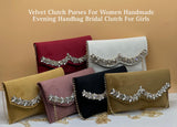 Black Shade Bridal Wedding Pearl Velvet clutch Sling bag for Women -LYF001PBL