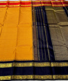 Madhumati , elegant Kanchipuram Silk Handloom Saree with 2 g pure Zari -SACHI001YBL