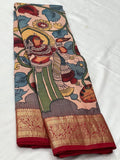 Janaki , elegant Pen Kalamkari Drawn Saree in Pure Kanjivaram Silk -SACHI001PKA