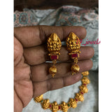 SYRANDRY, GOLD FINISH LAKSHMI TEMPLE NECKLACE SET FOR WOMEN-ARTNS001