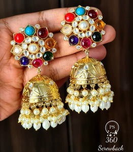 Beautiful Navratan jhumka for Women -MONJW001