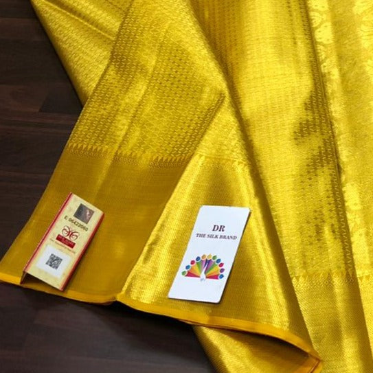 Buy Premium Kanchipuram Silk Saree-raditional South Indian Bridal Wear ( Golden pink) at Amazon.in