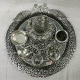 Antique Finish German Silver  festival Pooja thali -SGWPTAF001