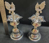 PAIR OF 2 GERMAN SILVER PEACOCK LAMPS -SGQPL001