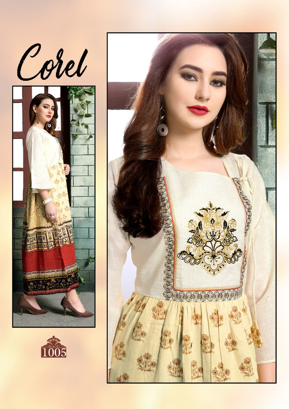 Cream Designer Kurti ,DJ -1005