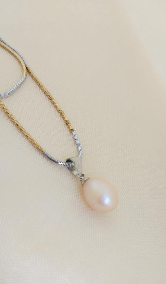 Heart Cz 18K Gold American Diamond Pearl Necklace Pendant Chain – ZIVOM
