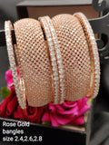 ROSE GOLD FINISH SET OF 6 STONE BANGLES FOR WOMEN-SURBI001