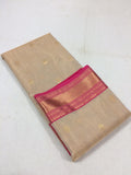 GOLDEN ORIGINAL SILK TISSUE SAREE WITH PINK BORDERS AND PALLU FOR WOMEN-SASTSP001