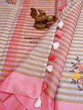 PINK COTTON SILK TISSUE SAREE FOR WOMEN-EDMTE06