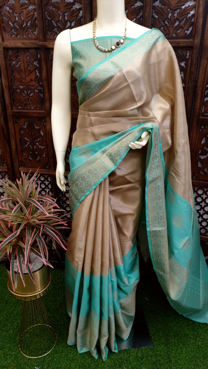 Banarasi Kora Muslin Tanchoi Silk Saree at Rs.1250/Piece in varanasi offer  by hamna silk