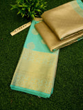 Sea Green  Kora Muslin Saree  with Tissue weaves...KTW40A