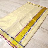 THE COLOR BLAST Collection Double Side Temple Bordered Saree With Embroidered Blouse-CBCCFC001