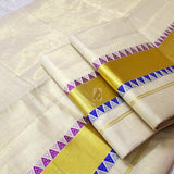 THE COLOR BLAST Collection Double Side Temple Bordered Saree With Embroidered Blouse-CBCCFC001