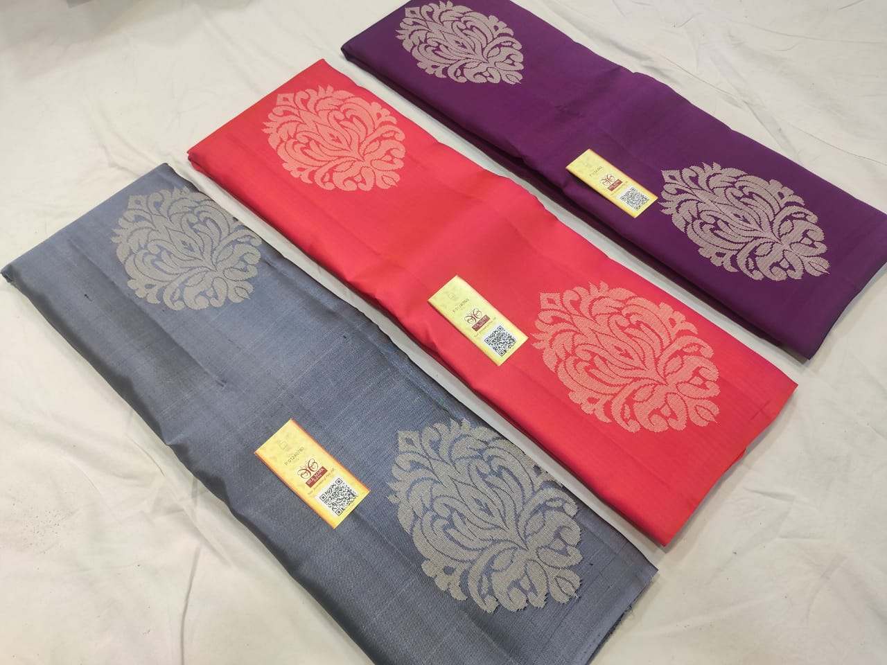 Yellow aarani gift saree with unique buttas, contrast striped design border  & pallu of stripes