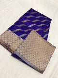 GOLD & SILVER WAVES  ORIGINAL AUTHENTIC CHANDERI SILK AND COTTON SAREE FOR WOMEN-SACS0012