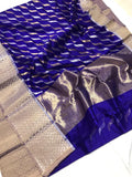 GOLD & SILVER WAVES  ORIGINAL AUTHENTIC CHANDERI SILK AND COTTON SAREE FOR WOMEN-SACS0012