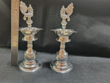 PAIR OF 2 GERMAN SILVER PEACOCK LAMPS -SGQPL001