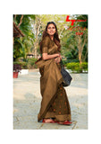 Brown RajYogPure Linen Silk Saree for Women-21ESW001BRW